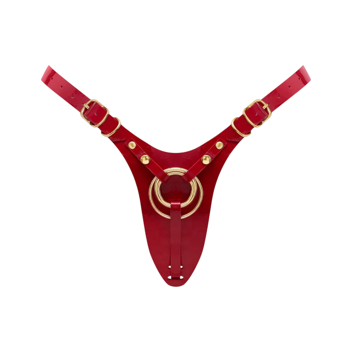 LEATHERETTE HARNESS FABULOUS - ONE SIZE - RED GLOSSY