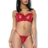 LACE AND MATTE WETLOOK BRA & G-STRING MERLOT L/XL