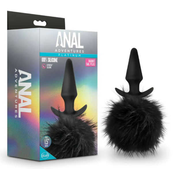 Anal Adventures Rabbit Tail Plug Black