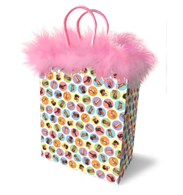 Pink Penis Gift Bag with feather balls