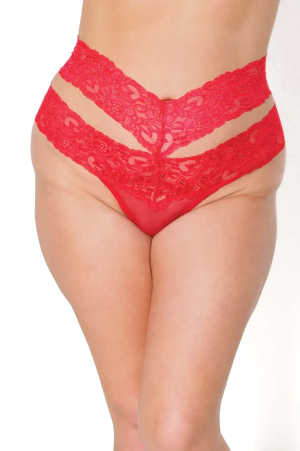 Highwaist Thong Red OSXL