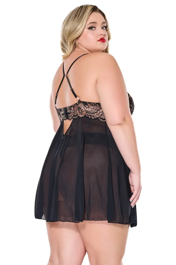 Babydoll & Thong Black 1x/2x - Image 2