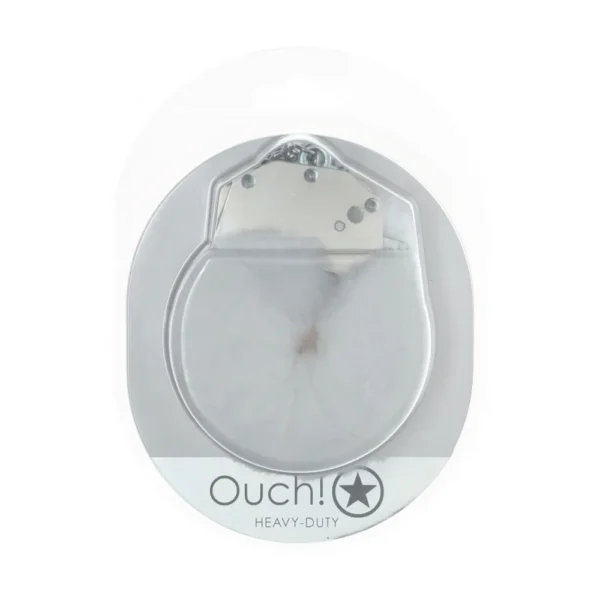 OUCH! Heavy Duty Fluffy Handcuffs - Powder White - Image 2