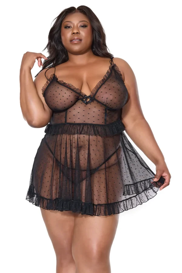 The Sweet Spot Babydoll & G-String Black - OSXL