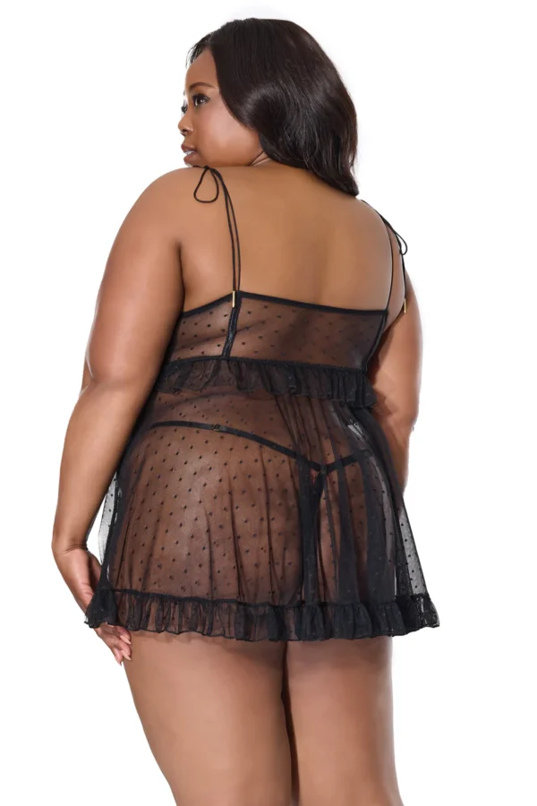 The Sweet Spot Babydoll & G-String Black - OSXL - Image 2