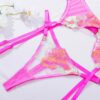 3PC Set, Bra, Panty, Garter - Hot Pink - Small - Image 2